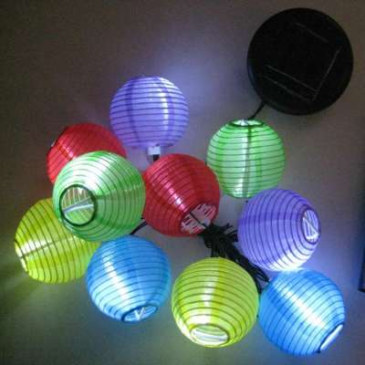 LED solar powered nylon Chinese lanterns string lights party decoration hanging fairy light waterproof outdoor use