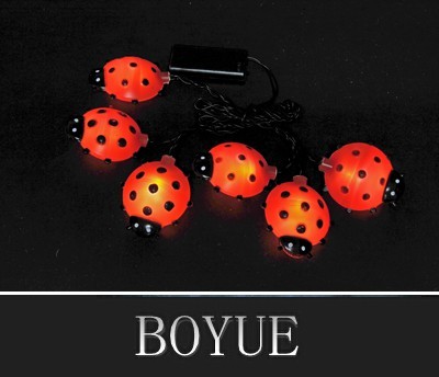 2014 High quality mini lovely Seven-spotted ladybug battery string 6 LED lights